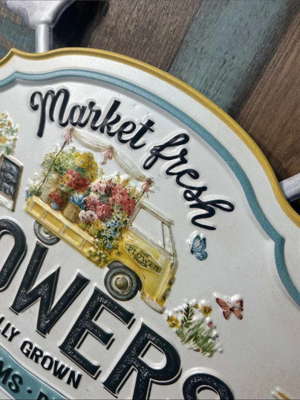 Market Fresh Flowers metal Wall Sign hippie bus